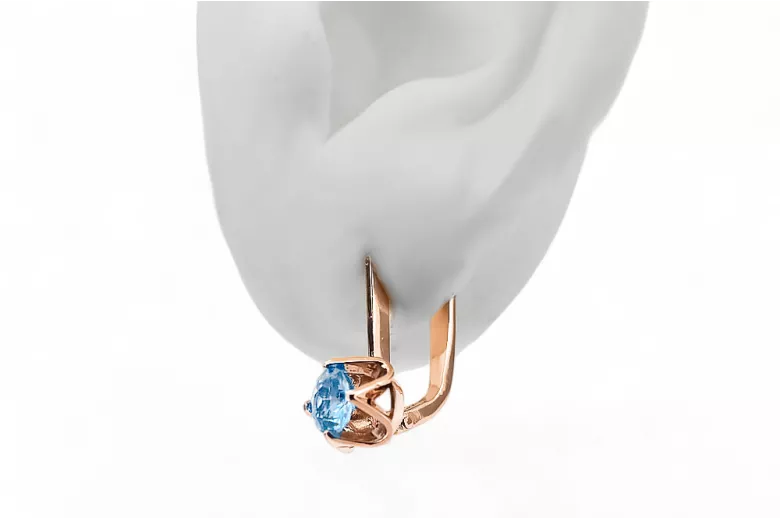 Earrings Vintage style Aquamarine Original Vintage 14K Rose Gold vec005r